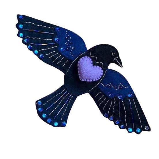 Сумка для шитья "Ворон" Хранитель стежков Ручной работы Фетровый Ворон Швейная сумочка Органайзер для швейных принадлежностей Подарок для любителей рукоделия Мамы Женщины