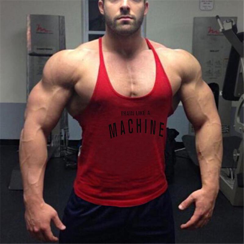 Muscleguys Mens Bodybuilding Round Neck Racerback Letter Printed Spaghetti Straps Tank Tops