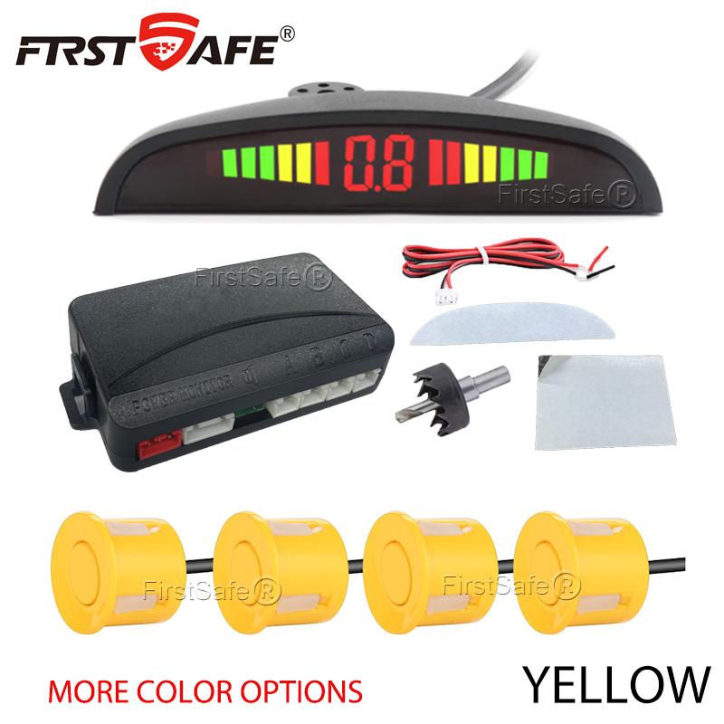 FirstSafe Car Parking Sensor Kit LED Display With 22mm 4 Sensors Radar Detector System Universal All Car