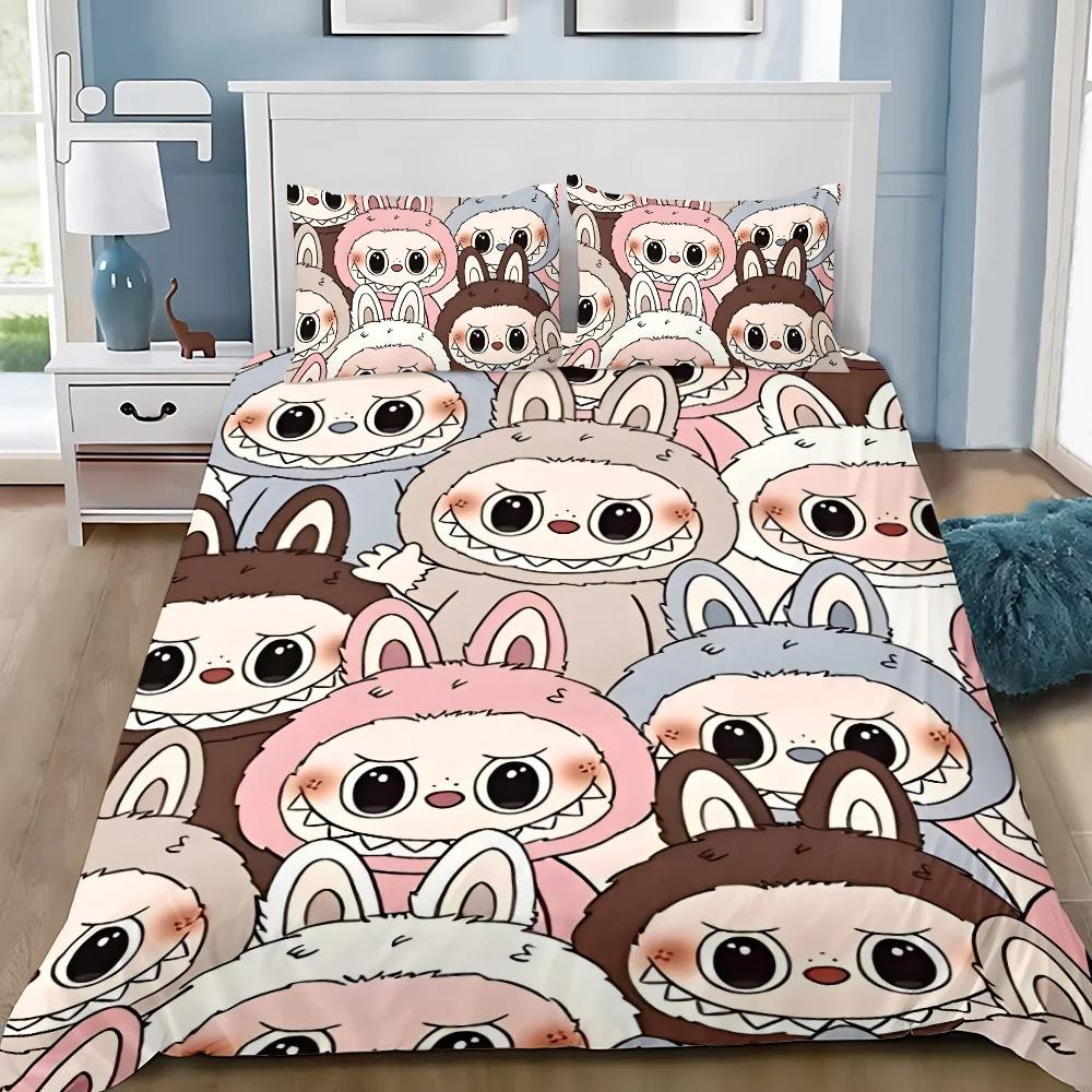Милый 3D постельный комплект Labu из 2/3 предметов для спальни, Детский подарок, Подростковый, Взрослый, Микрофибра, Двуспальный, Пододеяльник на молнии, Декор комнаты