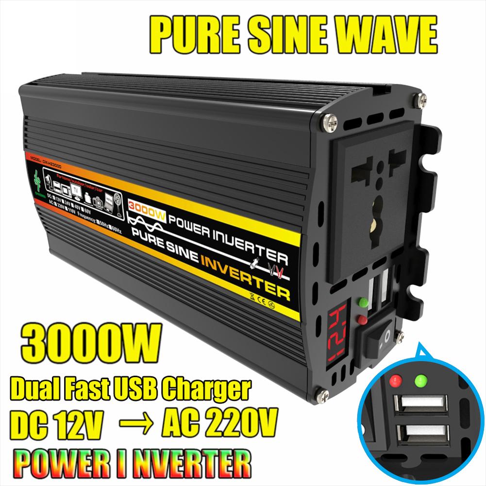 3000W-8000W Car Inverter LED Display Smart Power Inverter 12V 220V Pure Sine Wave for Car Auto RV Transformer Convert Socket