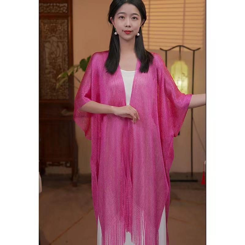 Summer Tassel Cape: Hollowed-Out Sun Protection Knitted Shawl for Parties & Travel