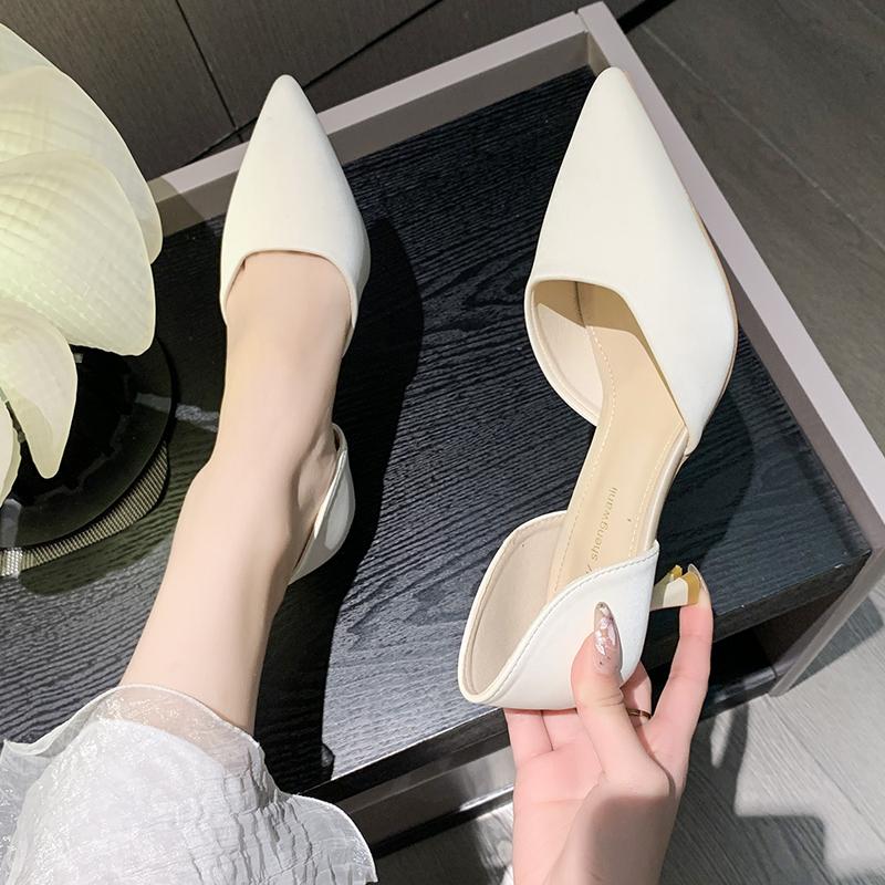 2024 Элегантные туфли на высоком каблуке с острым носком, женские летние новые стильные удобные туфли с резиновым верхом