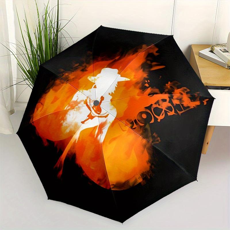 Складной ветрозащитный зонт-автомат One Piece Портгас·Д·Эйс с прочным железным каркасом, портативный компактный дорожный зонт для использования в любое время года, для вечеринок