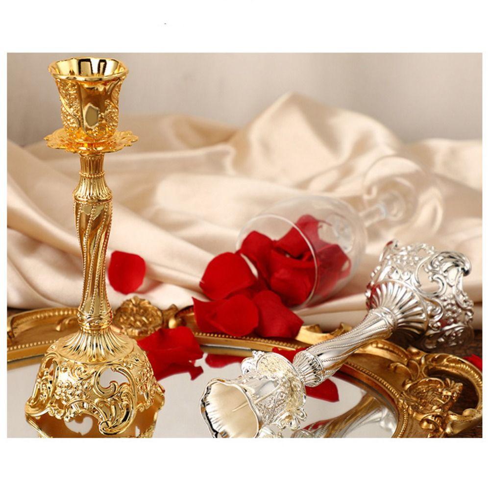 Single-Headed Taper Candle Holder European Style Metal Candle Stand Retro Candlestick  Party