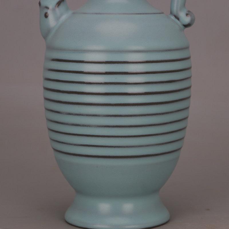 Song Dynasty Ru Kiln Blue Glaze Knife-Cut Dragon Handle Pot - Chinese Cultural Relic Antique Porcelain Imitation