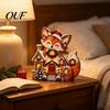 Seasonal Home Accents Christmas Wooden Fox Village House Table Ornament, Wood Block Tabletop Vintage Style Decor Centerpiece for Farmhouse Winter
