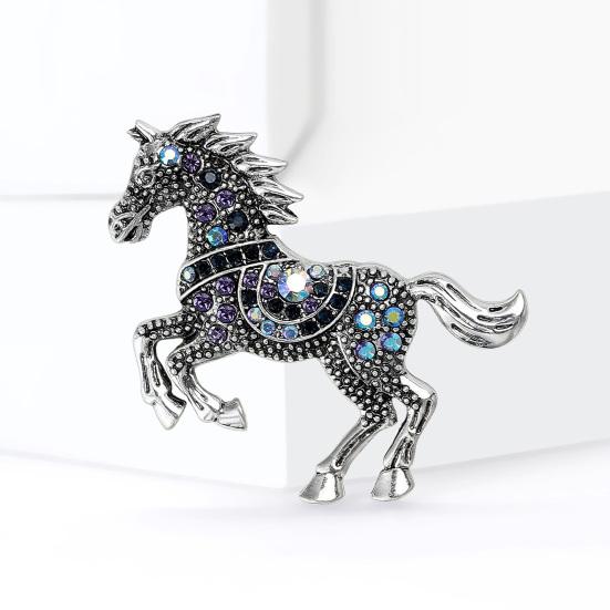 Horse Brooch Retro Style Sparkling Rhinestones Alloy Pin Clothes Hats Bags Scarves Badge Fashion Accessories