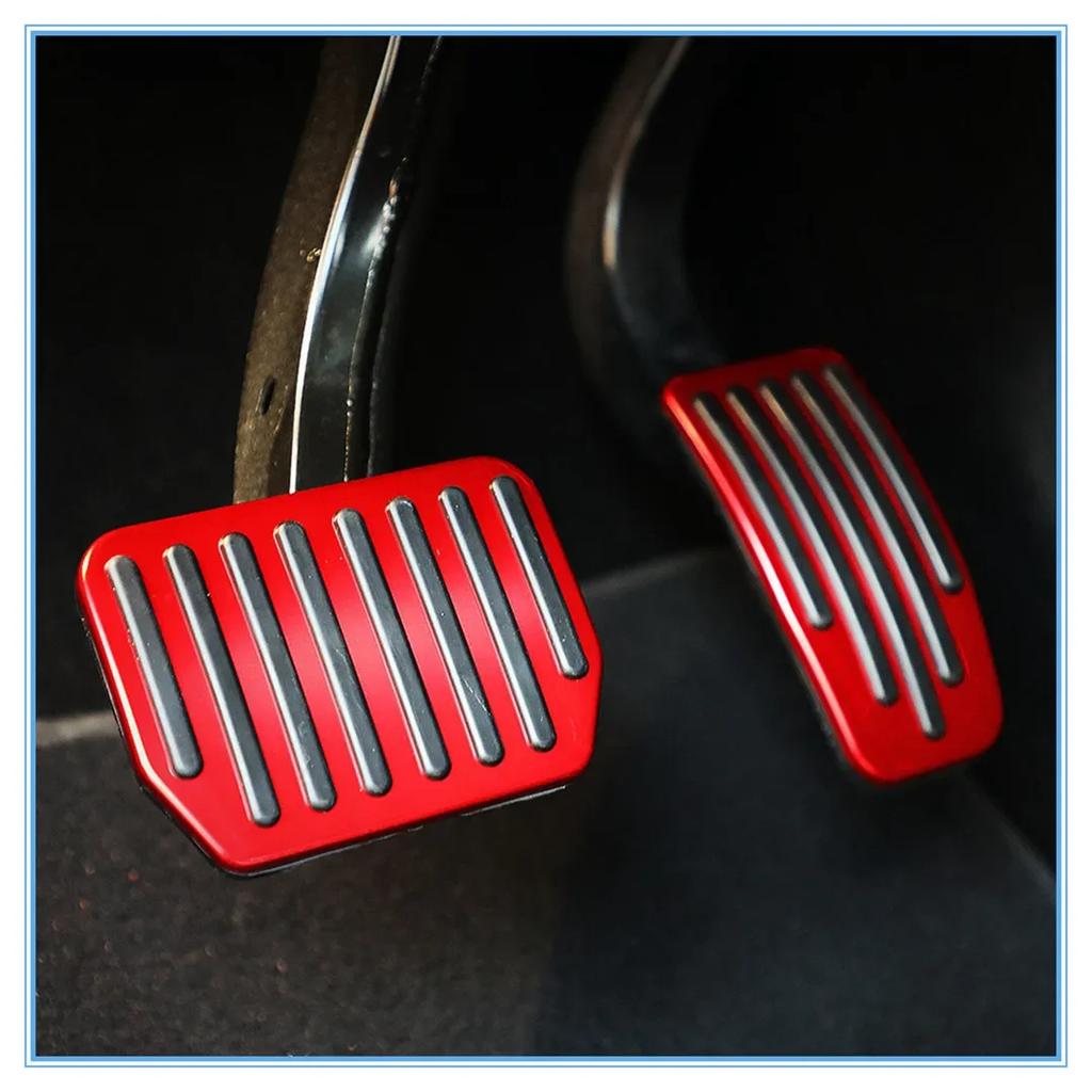 Car Foot Pedal Pads Covers For 2021-2023 Tesla Model 3 Y Aluminum Alloy + Rubber Anti-slip Accelerator Brake Rest Pedal