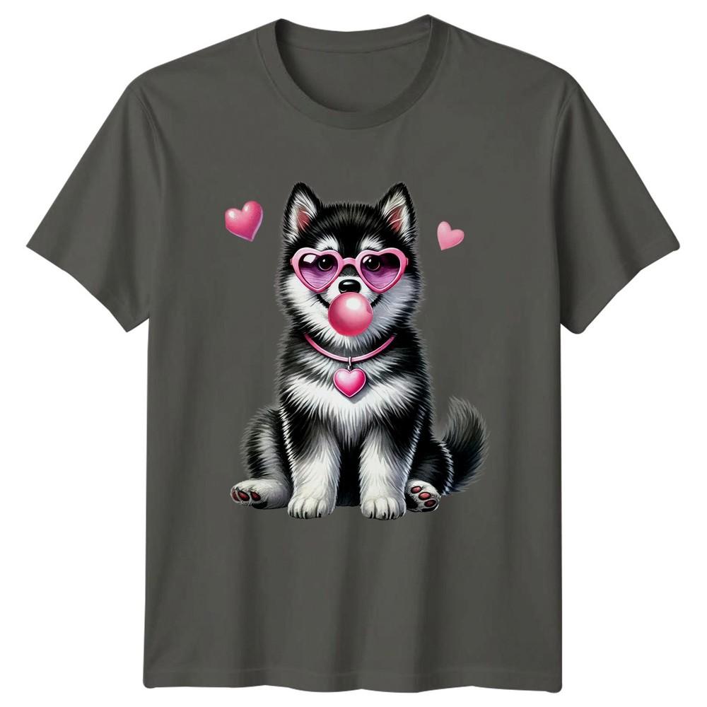 Fluffy Puppy Heart Sunglasses Bubblegum Dogs Animals Unisexs TShirt Unisexs