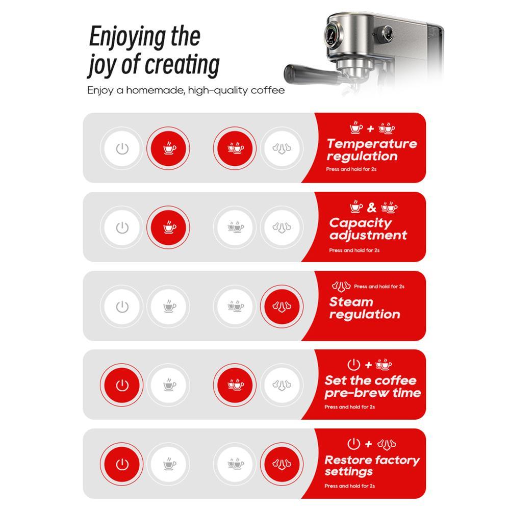 HiBREW 20 бар Полуавтоматическая эспрессо-кофемашина с регулировкой температуры Холодная/Горячая Супертонкая кофеварка Капучино H10B