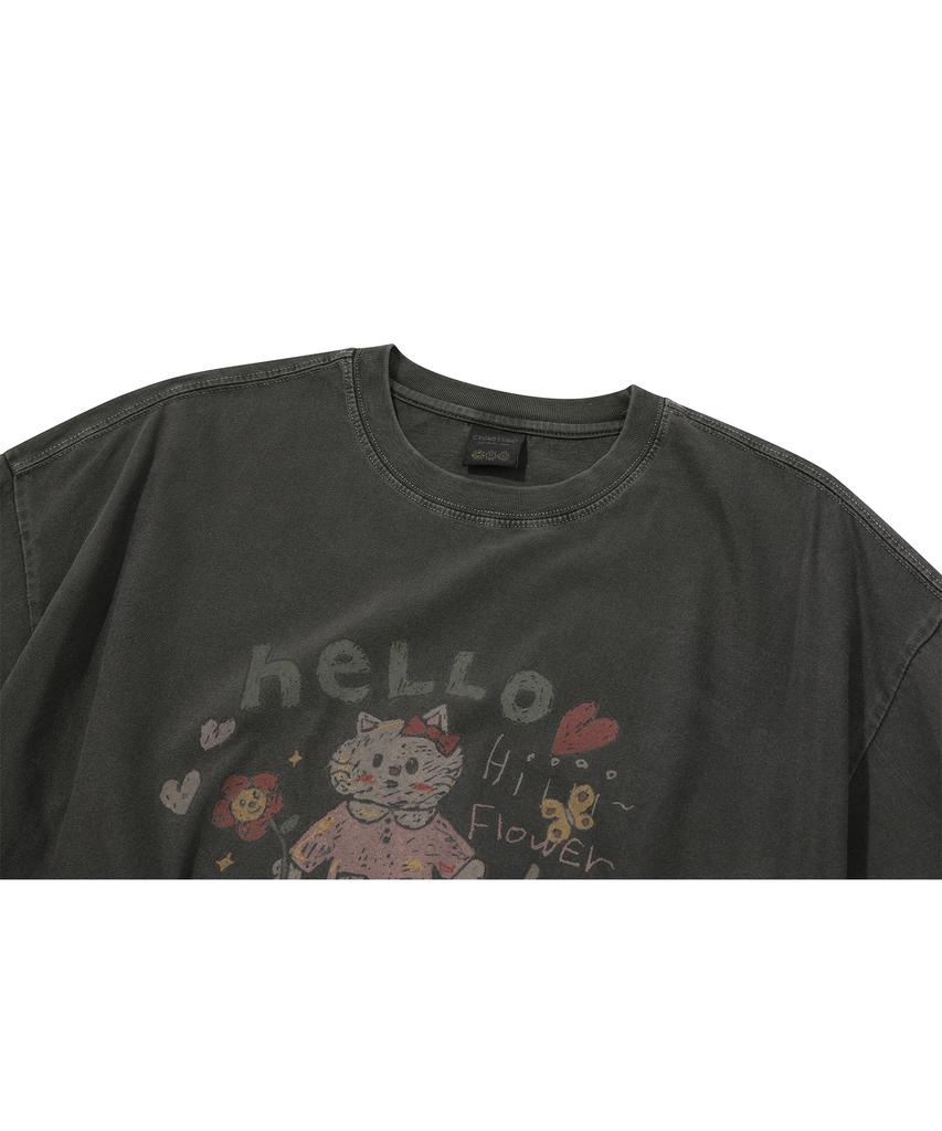 CPGN STUDIO Футболка с коротким рукавом Hello Flower Pigment Дымчато-черная