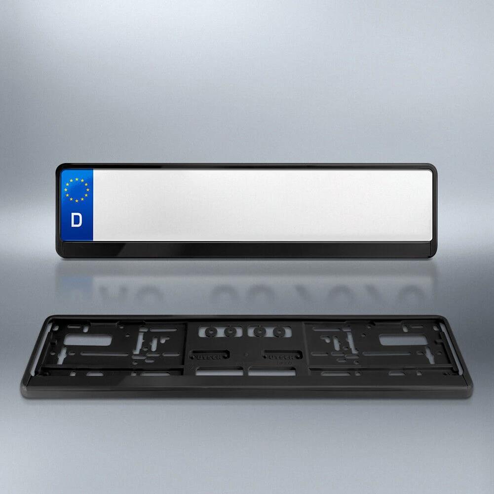 2Pcs Black EU Standard License Plate Holder Bracket Frame Anti-corrosion Waterproof Durable Car Auto Accessories Mount Cover License Plate Covers