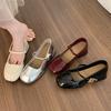Модный темперамент серебристый ретро толстый каблук легкий вырез туфли-лодочки женские 2025 новый летний французская юбка туфли Мэри Джейн