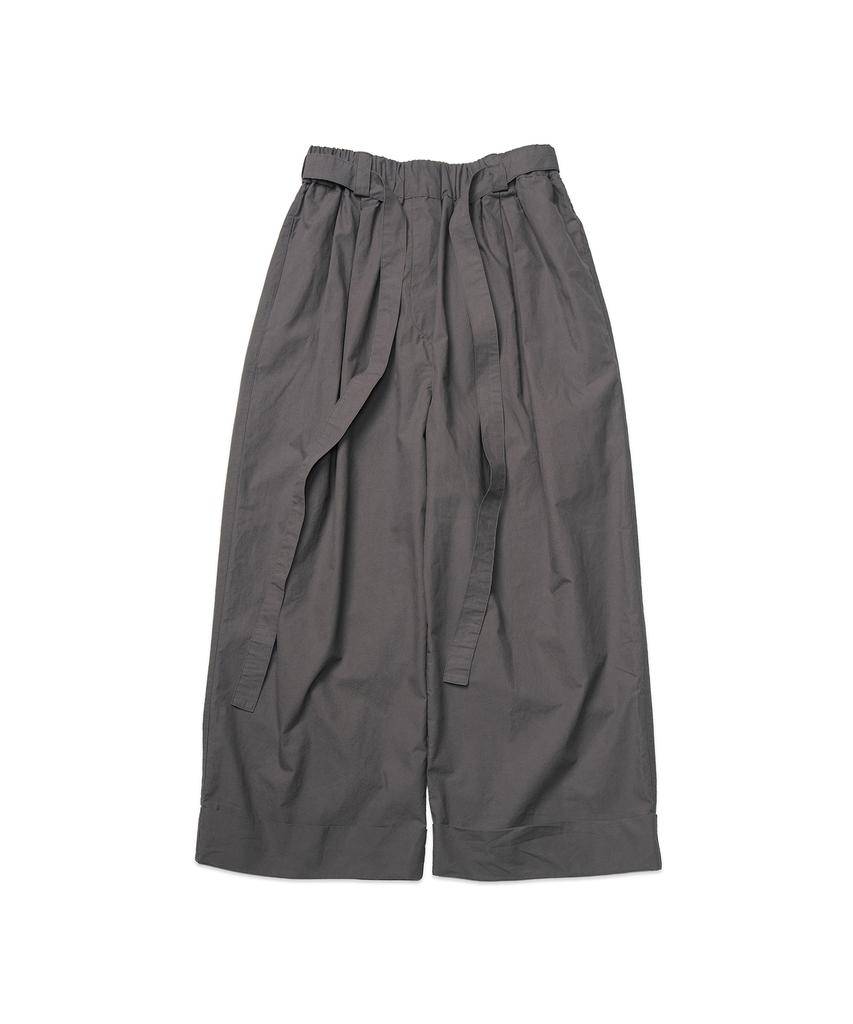 COTTON BELL Belt Cuff Wide Pants - Gray