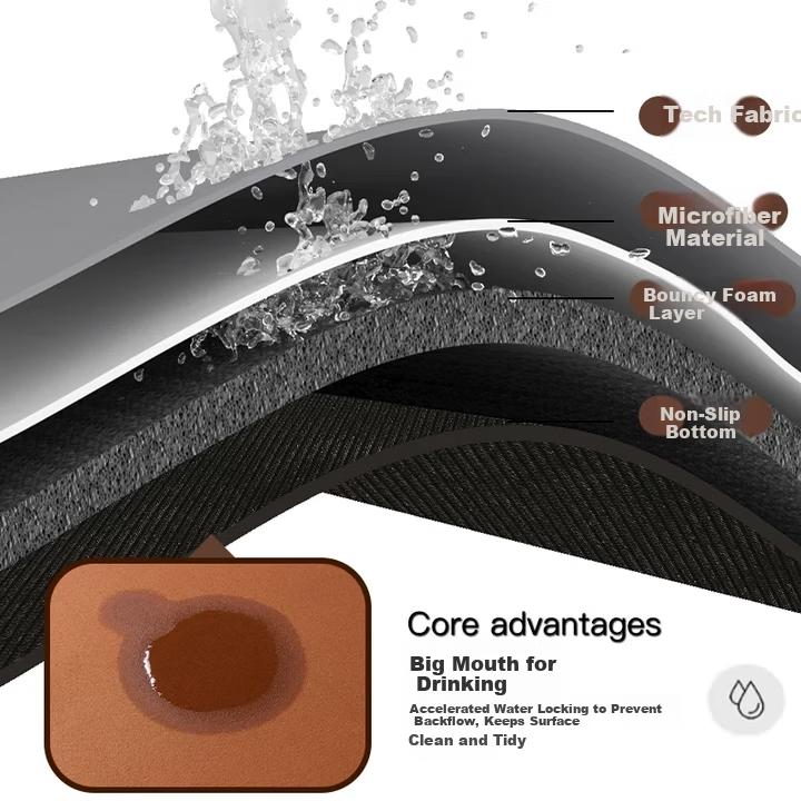 Bathroom Mat Water Absorbent Waterproof Non-Slip Bath Toilet Door Shower Rug Quick-Dry Thickened Foot Mat 40*60cm