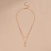 Personalized ins wind source, moon pendant, female double-layer necklace, stacked neck chain, collarbone chain.