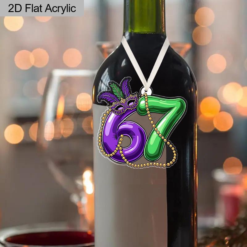 Mardi Gras Number 67 Acrylic Ornament, Festive Hanging Decor for Mardi Gras Celebrations, Party Favors, Home Wall Decor,Carnival Themed Event Supplies