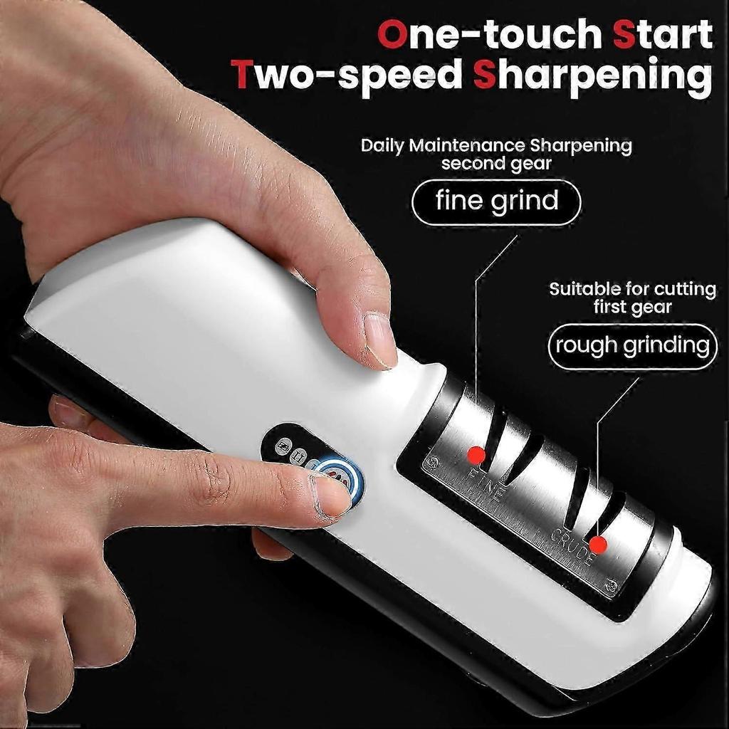 Knife Sharpener Professional 2-Stage Electric Knife Sharpener, Knife Sharpener for Kitchen Knives with Quick Sharpening and Polishing Function, Easy