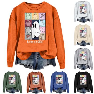 Женская повседневная модная блузка с длинным рукавом и круглым вырезом с принтом