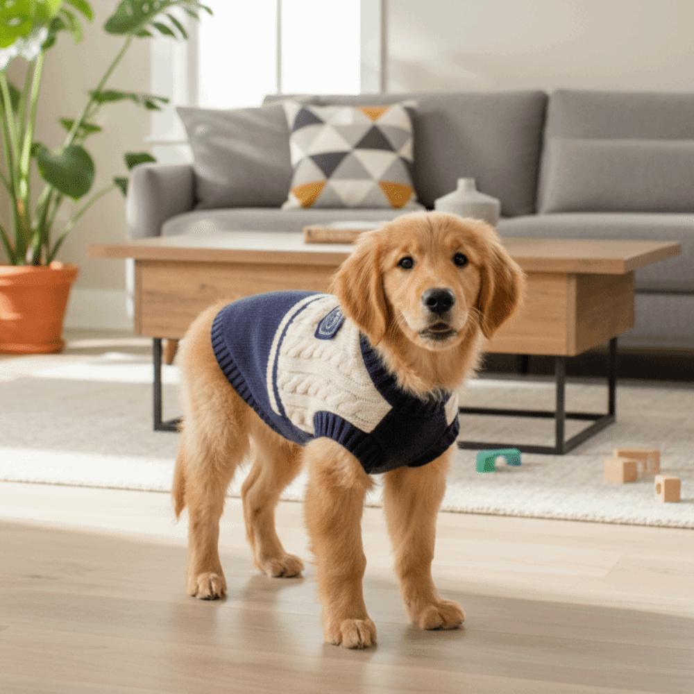 Classical Dog Warm Sweater College Style Dog Pullover Casual Pet Knitted Vest Daily Wear