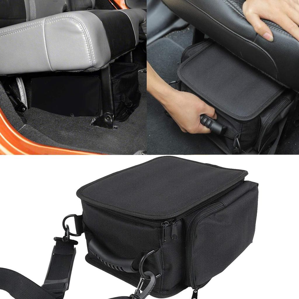YOCTM Under Seat Organizer For 2007-2025 Jeep Wrangler JK JL JLU 4XE Sports Rubicon Gladiator JT Backseat Rear Under Seat Storage Bags Black Portable