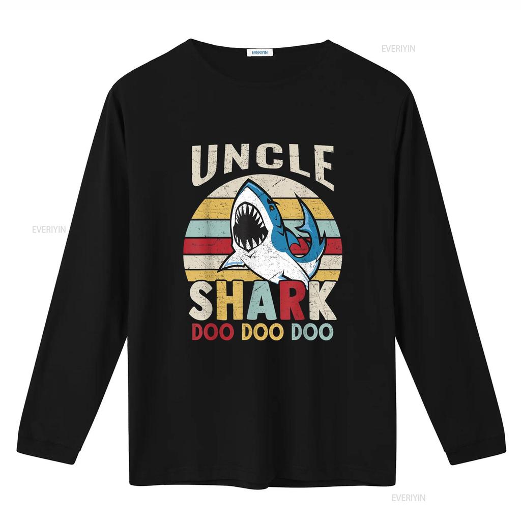 Fathers Day Funny Uncle Shark Relative Men T Shirt vintage Washed graphic designer clothes streetwear homme Stylish Unisex