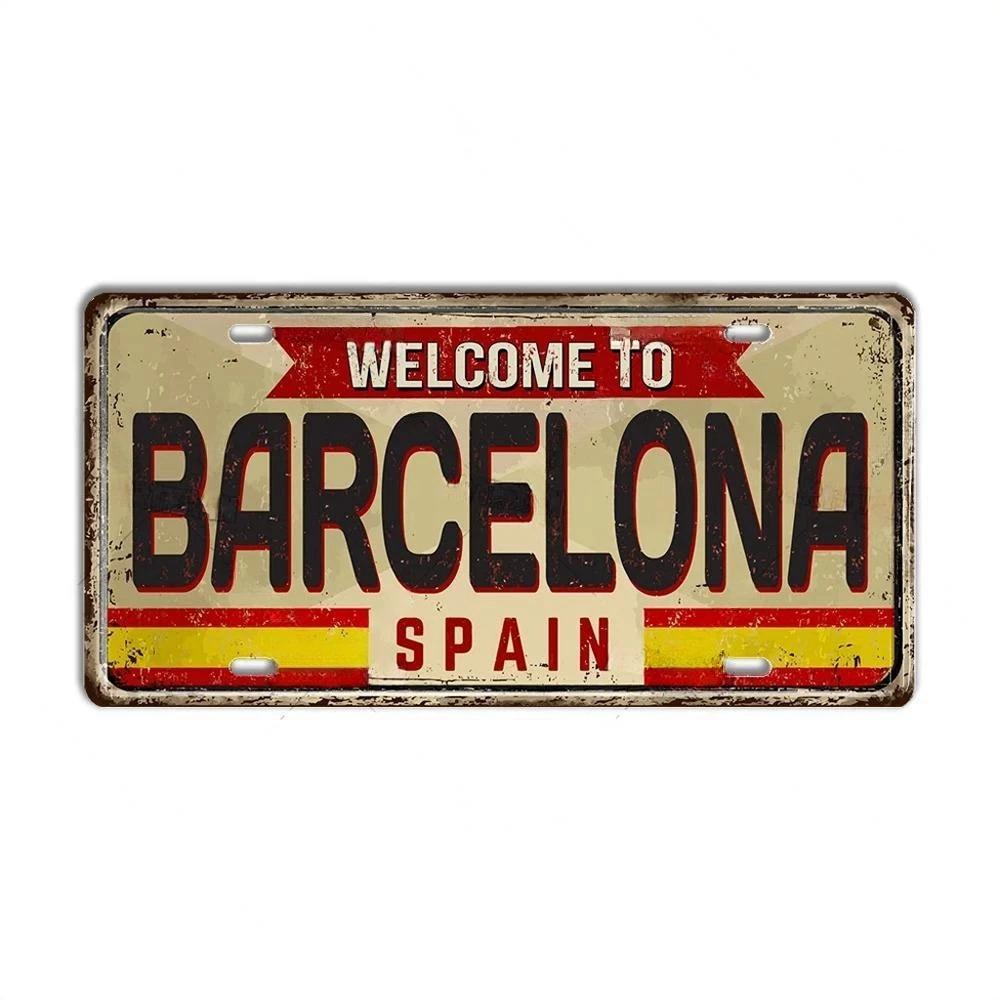 Vintage Berlin Madrid New York Paris Country City Style Plate Metal Sign Plaque Tin Sign Man Cave Bar Club Poster Decoration