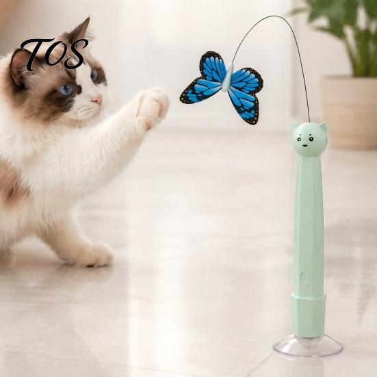 Interactive Wand for Cats Electric Butterfly Cat Wand, Rechargeable Toy, 360 Spinning Self-Play Portable Pet Entertainment Products with 2 Modes,