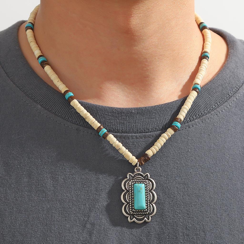 BLINGBAY Женское ожерелье с подвеской в стиле бохо, ретро, этнический стиль, бирюзовое ожерелье, индивидуальность, мода, сращивание, деревянные бусины, ожерелье, подарок на день рождения для девочки