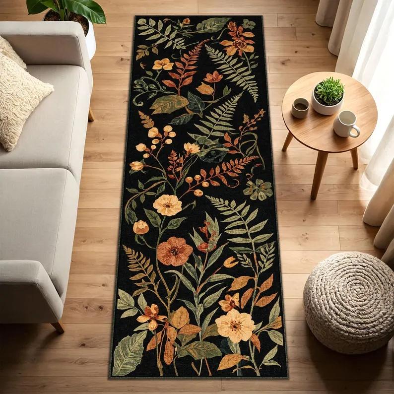 Растения Цветы Коврик-дорожка Диван Прикроватный Гостиная Коридор Длинная полоса Напольный коврик Ретро Богемный стиль Декоративный ковер