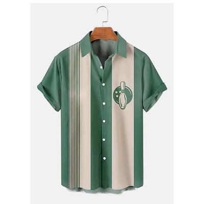 Рубашка большого размера с принтом 3D Bowling Hawaii, мужская летняя повседневная рубашка с короткими рукавами и лацканами на пуговицах