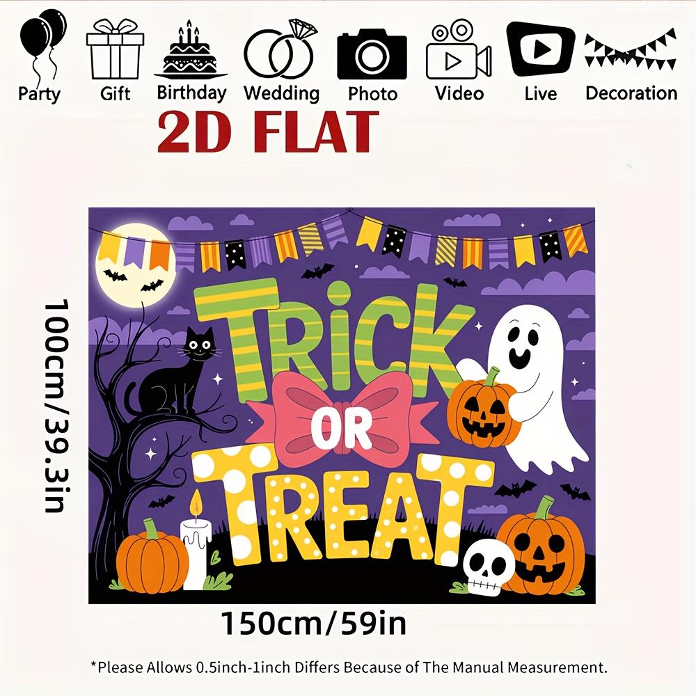 2D planar background banner, colorful "TRI OR TREAT" Halloween pattern background fabric, party decoration.XY