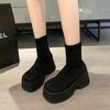 Women's Platform Boots Spring Autumn Suede Fashion Ankle Boots Elastic Slip On Woman Shoes Casual Solid Chunky High Heel Botines