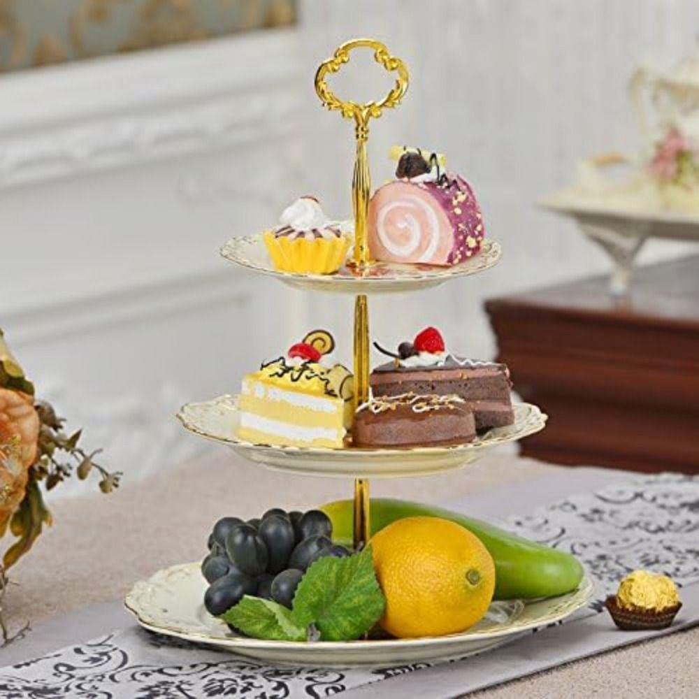 Luxury Three-tier Dim Sum Shelf Nordic Crown Cake Plate Stand Retro Cake Plate  Afternoon Tea