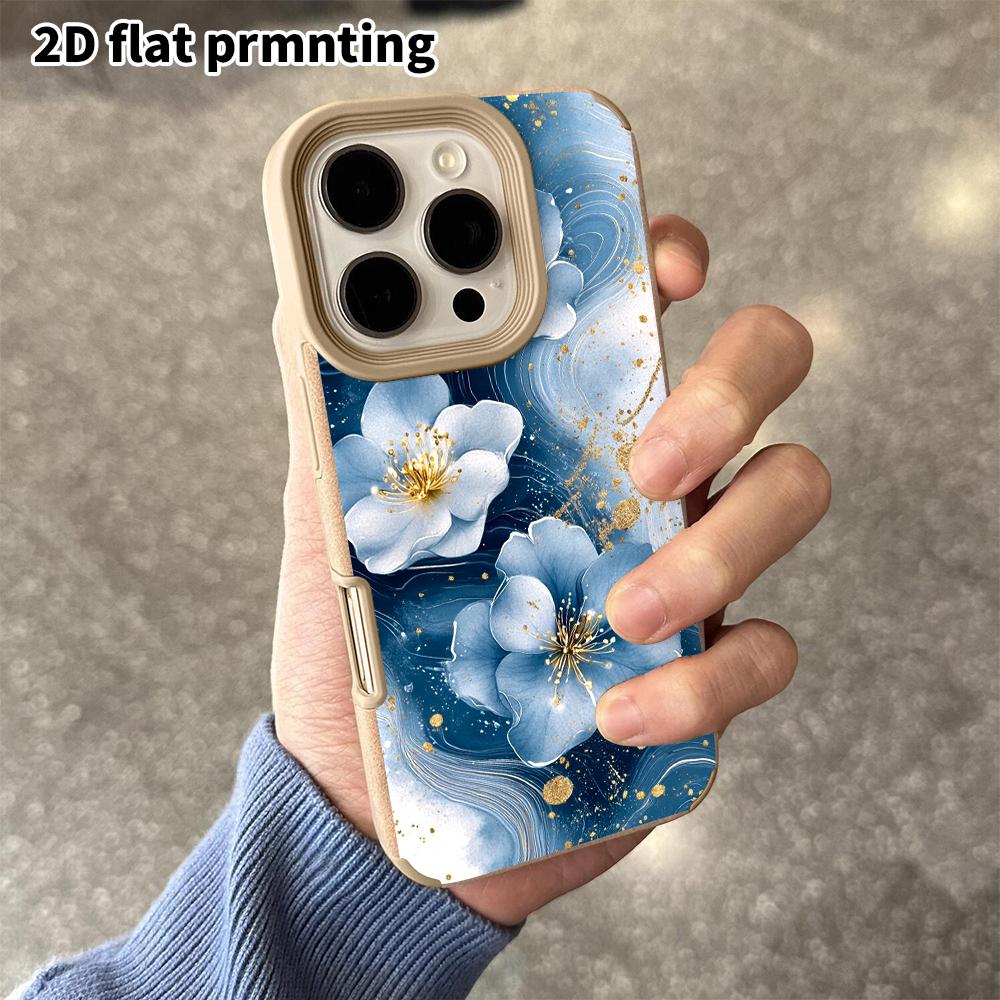 Phone Case: 2D flat lambskin suitable for iPhone 18 17 16 15 14 13 Pro protective case, transparent flowers, Christmas and Halloween gift