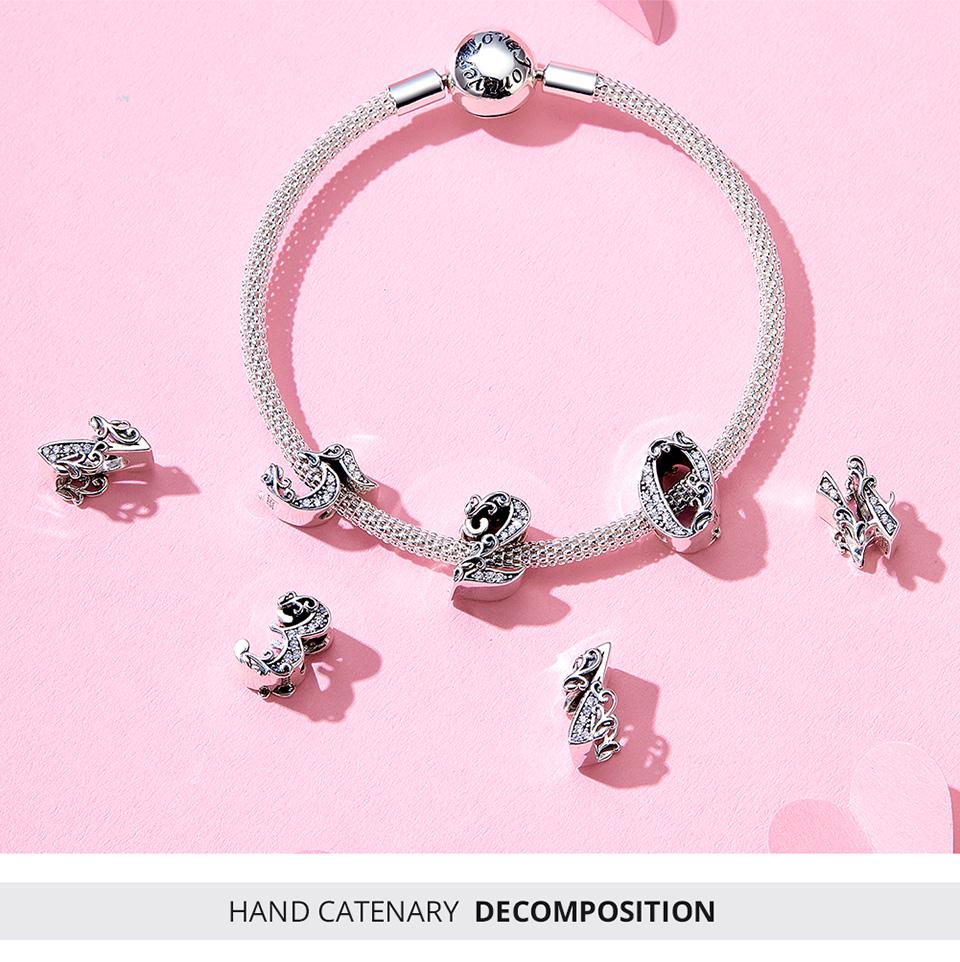 BAMOER, настоящее серебро 925 пробы, счастливый номер 9, бусины с цирконами и рельефами, подходят для оригинального браслета