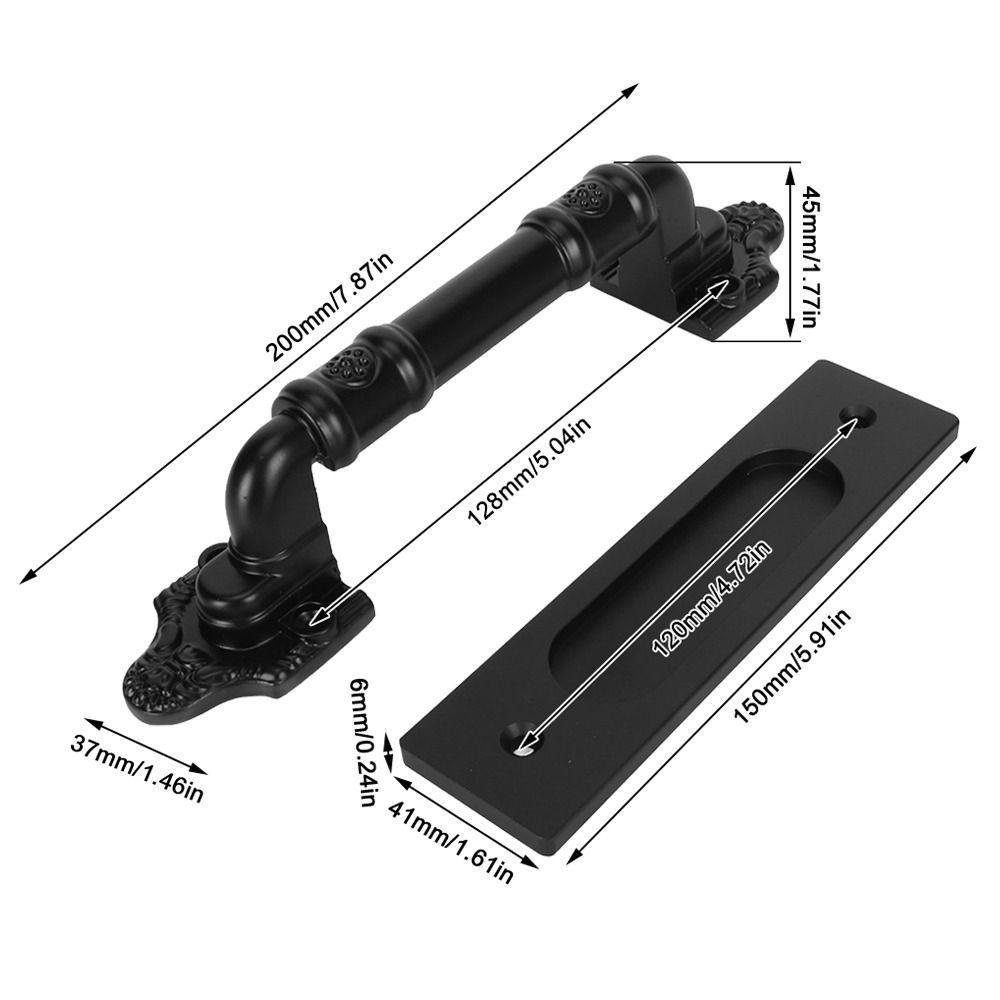 Black Barn Door Pull Handle Metal Alloy Cabinet Door Handle Vintage Double Sided Door Pull Gate