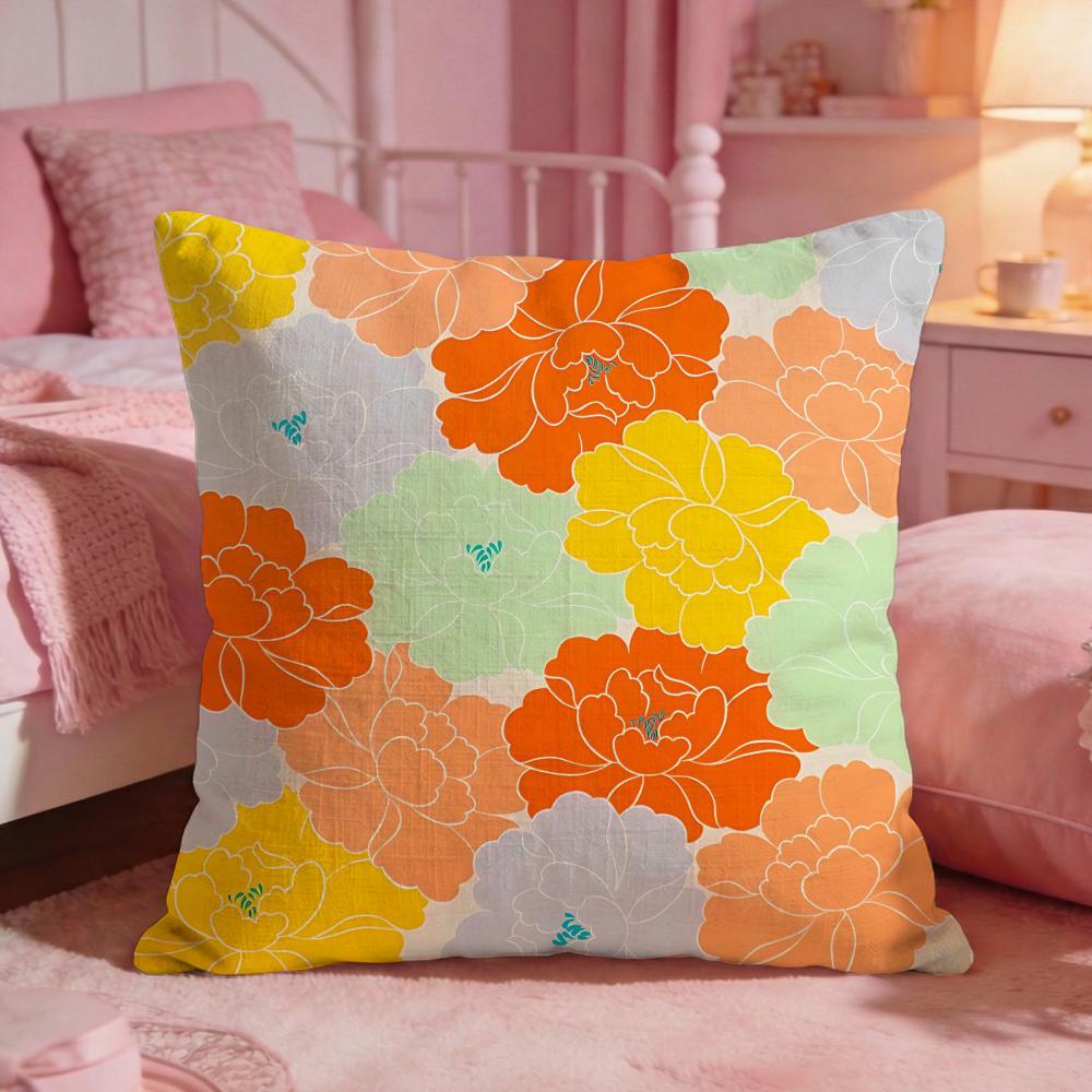 Elegant PPeony PatternS Cushion Cover Premium Comfort Reversible Pillow Cove Two in One Design for Any Room  Car Interior