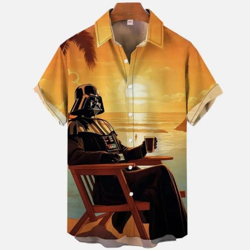 Винтажная мужская рубашка Укиё-э с принтом пейзажа в стиле ретро с изображением самурая в маске, рубашки с короткими рукавами, свободная мужская одежда больших размеров, топы