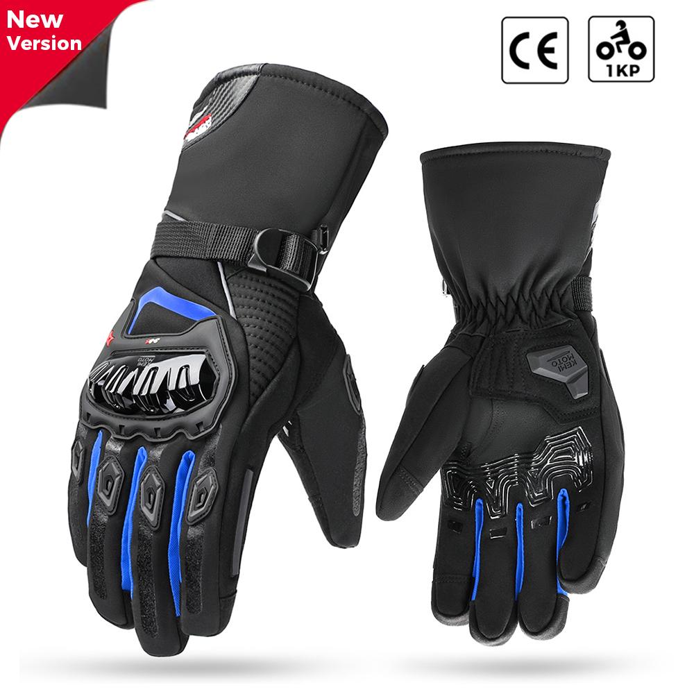 KEMiMOTO CE Мотоциклетные перчатки Зимние Черные Guantes Moto Invierno Теплые Перчатки с сенсорным экраном Водонепроницаемые Ветрозащитные Защитные