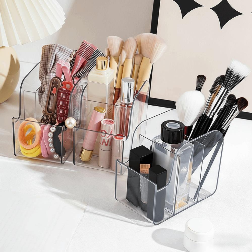 INS Style Desk Stationery Storage Box 3 Grids Pen Storage Box Durable Makeup Brushes Box