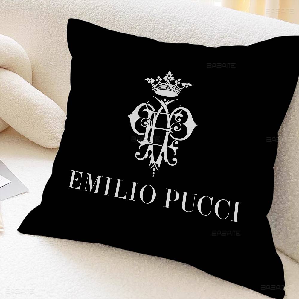 E-Emilio P-Pucci Logo Personalized Pillow Cover Kids Bedroom Wild Party Decor Pillowcase Kid Birthday Shower Gift