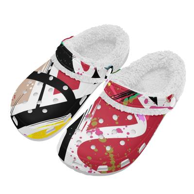 1 пара унисекс белые клоги с плюшевой подкладкой теплые ЭВА обувь слипоны легкие удобные для повседневной носки противоскользящая подошва для зимы для дома и улицы