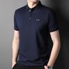 Мужская рубашка поло с коротким рукавом, летние лацканы, деловая повседневная однотонная хлопковая футболка