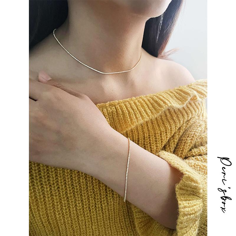 Peri'sBox 1 мм цепочка с кубическим цирконием, изящное супертонкое теннисное колье, ожерелья, ювелирные изделия для женщин Donna Collane, хит продаж