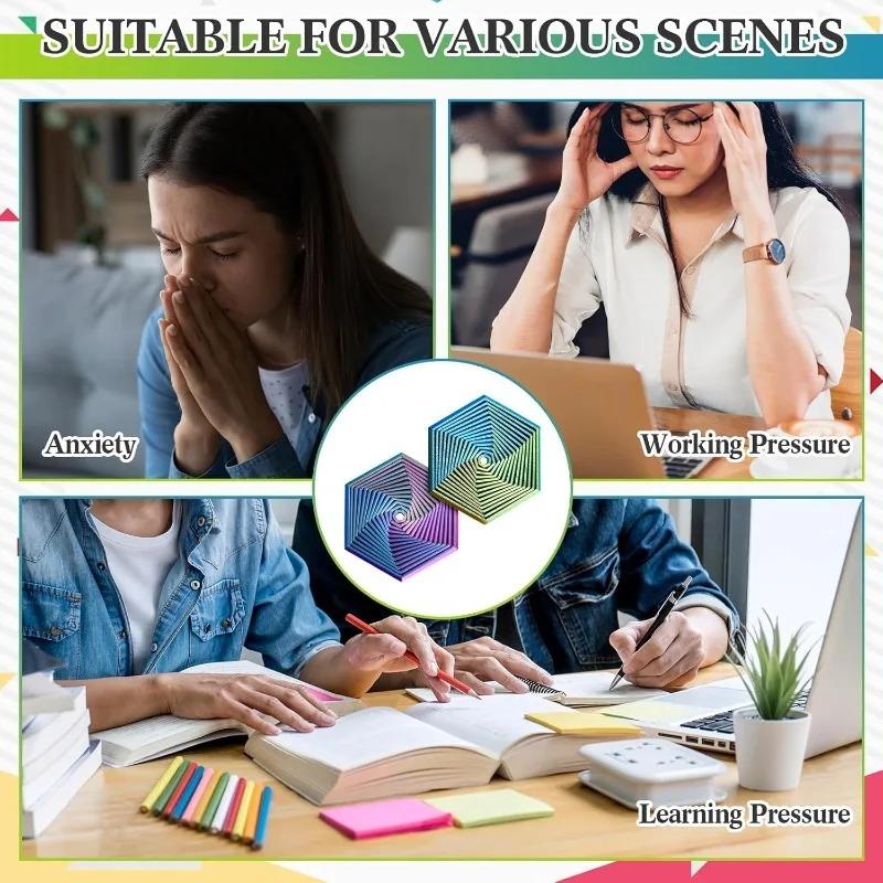 Фрактальный спиннер-гексагон, напечатанный на 3D-принтере, сенсорный инструмент для снятия стресса для взрослых, инструмент для медитации, спираль для снятия тревоги, подарок на день рождения