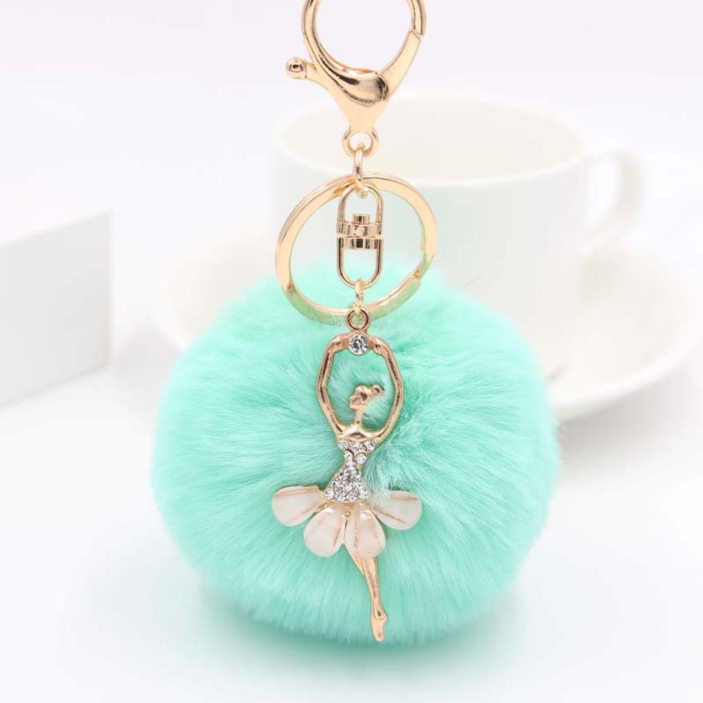 Angel Pom-Pom Keyring Bag Charm Faux DIY Pom-Pom Keyring Accessory