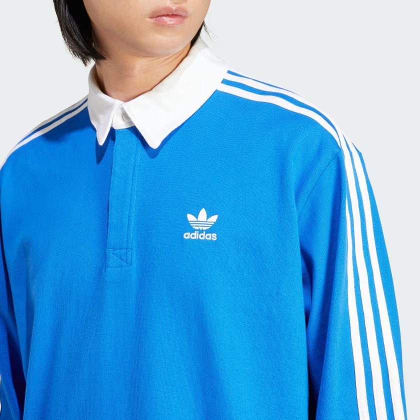 adidas Оригинальная рубашка-поло с длинным рукавом Adicolor Rugby Синяя IZ2463