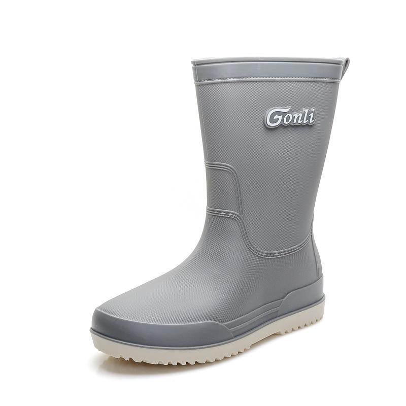 Женские модные водонепроницаемые резиновые сапоги до середины икры, на толстой нескользящей подошве, износостойкие, с плюшевой подкладкой для тепла